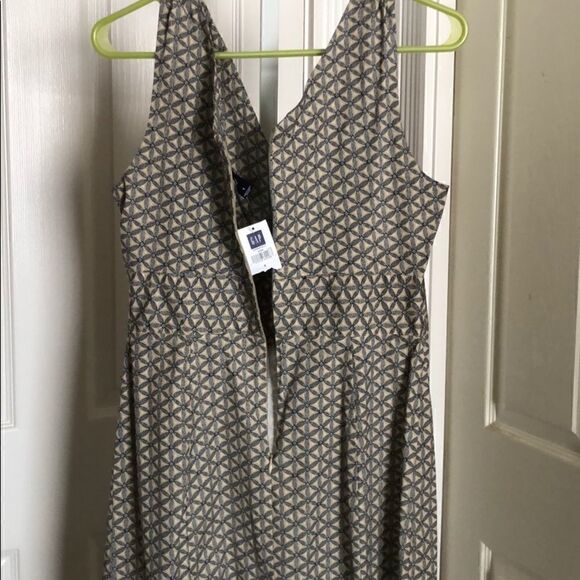 Gap khaki &blue geometric stretch cotton dress 8 - Picture 8 of 8